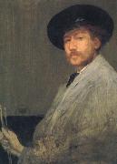 James Abbott McNeil Whistler Arrangement in Grey:Portrait of the Painter oil on canvas